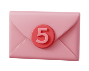 Isolated Pastel Pink Envelope with Red Notification Badge