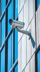 Modern Security Camera Installed on Urban Building Exterior Wall