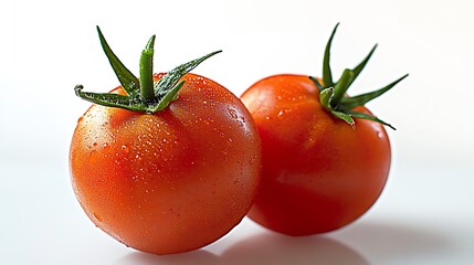 Fresh and Juicy Red Tomatoes with Dew Drops on a White Background Perfect for Healthy Recipe Ideas : Generative AI