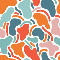 Comic geometric texture background. Organic shape, lines seamless pattern.