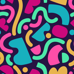 Geometric shape, lines, dots seamless pattern.