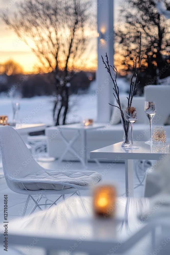 Poster a table setting with a vase of flowers and a candle