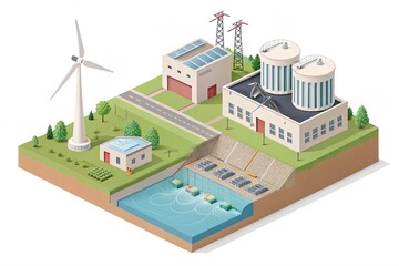 Renewable energy plant with hydropower and wind