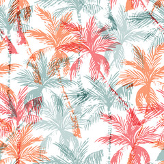 Fototapeta premium Natural jungle seamless pattern. Abstract tropical background: palm trees silhouettes