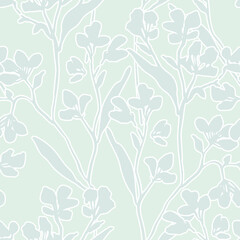Cute natural background with wild meadow flowers in silhouette, outline.