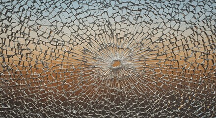 Fototapeta premium Cracked Glass Texture with Hole and Abstract Geometric Pattern