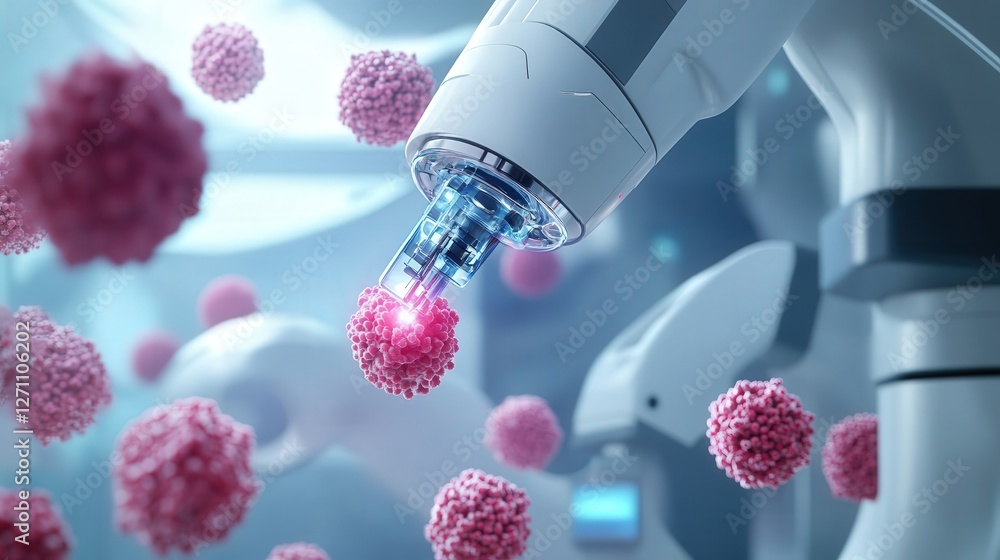 Aufkleber robotic biopsy device that detects cancerous cells at microscopic levels.