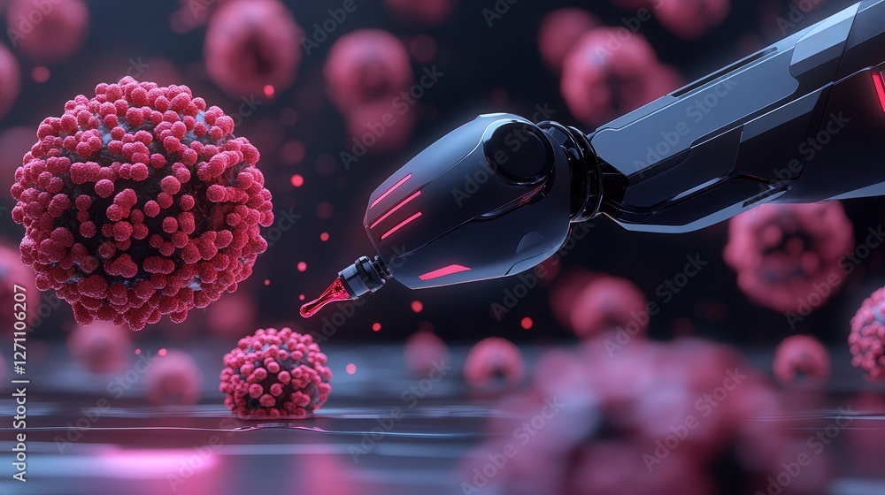 Poster robotic biopsy device that detects cancerous cells at microscopic levels.