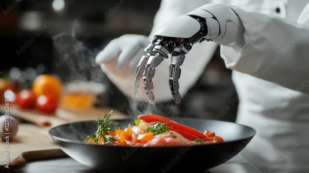 Poster robotic chef that can cook any dish using ai-driven culinary techniques.