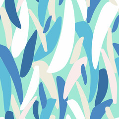 Creative organic, geometric shapes background. Abstract collage seamless pattern.