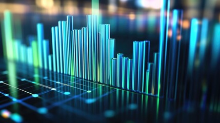 A detailed view of a bar chart on a table, often used in presentations and reports