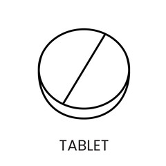 A round tablet icon in vector, symbolizing medicine or a single dose medication, with an editable stroke