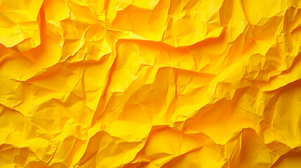 Vibrant yellow crumpled paper backdrop creating a bright and textured surface ideal for artistic expression and creative projects in various settings
