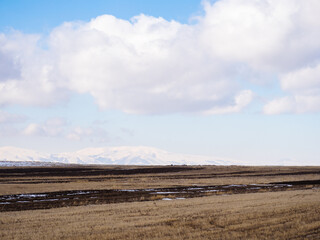fields n Aragatsotn Province of Armenia in winter