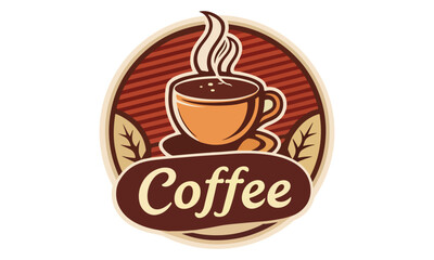 Coffee shop logo. Retro badge coffee beans and mountains natural icon line stamp logo vector, in modern style, Premium Coffee" And Fresh  Design coffee shop bar brand symbol icon.