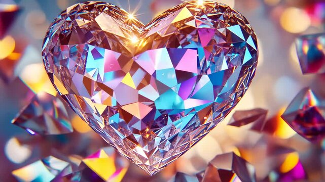 Heart-shaped gemstone on shiny background. Selective focus. Love.