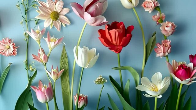 A vibrant display of handmade paper flowers showcases creativity and craftsmanship, bringing a touch of spring indoors with lively colors