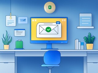 Contact Office Inbox Email Digital workspace with email notification displ...