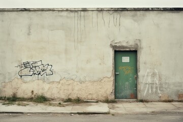 Abandoned building architecture graffiti wall.