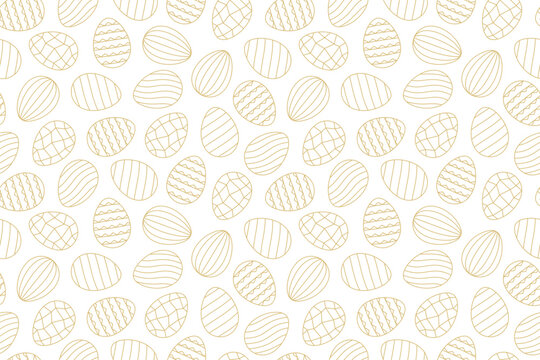 seamless golden pattern with easter eggs - vector illustration