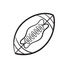 Doodle Vector Illustration of an American Football Ball in Cartoon Style. Isolated on white background. Fun cartoon style icon. Ideal for Super Bowl event and creative sports-inspired projects.