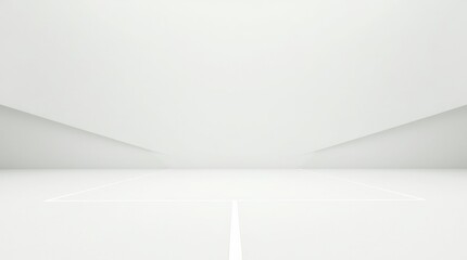A minimalistic, empty white space with a smooth floor and ceiling, creating a sense of openness and tranquility.