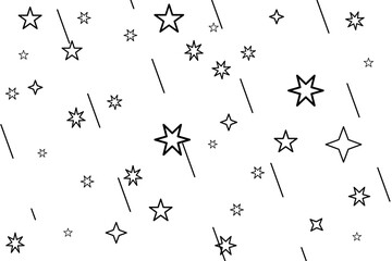 Cosmonaut sky. Illustration of a bright sky. Minimalist style. Stars on a black and white background. Flat design. Template for children collage. Vector.