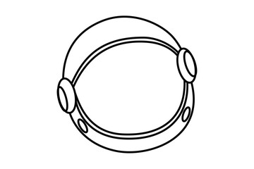 Illustration of a cosmonaut helmet isolated on white background. Flat design. Black and white illustration. Vector.