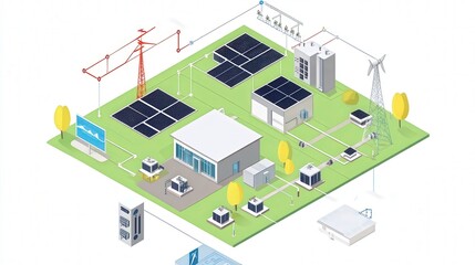 Fototapeta premium smart energy management system balancing renewable power supply and demand