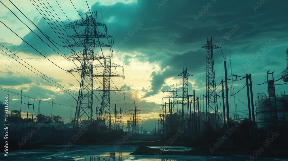 Aufkleber smart grid infrastructure that optimizes renewable energy distribution in real-time.