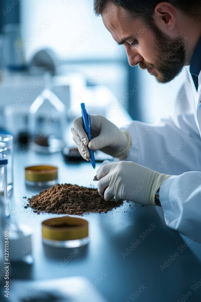 Poster A scientist in a lab coat working on an experiment, likely in a laboratory setting