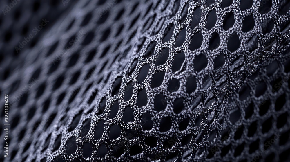 Poster close-up of dark gray mesh fabric with hexagonal pattern