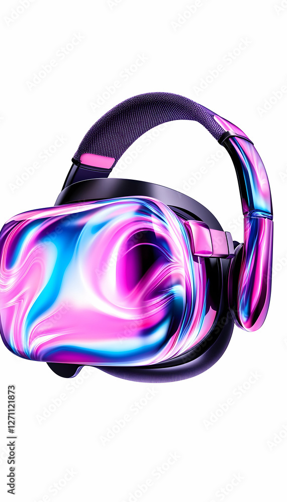 Poster headset with abstract swirl pattern for gaming & exploring virtual worlds