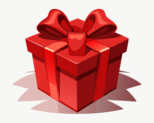 Obraz premium Red Gift Box – Luxurious Wrapping with Satin Ribbon & Bow.