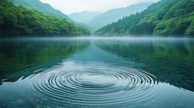 Tranquil ripples on a mountain lake - Powered by Adobe