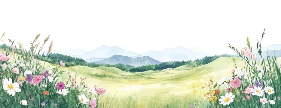 Nature in Watercolor flowers nature meadow.