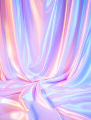 Iridescent fabric backdrop with pink and blue hues for product presentation