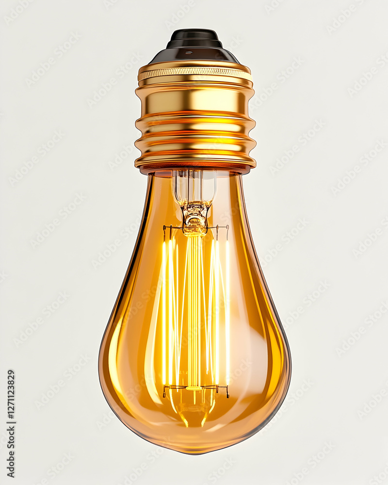 Poster lightbulb on display for advertising the energy-efficient bulb on white background