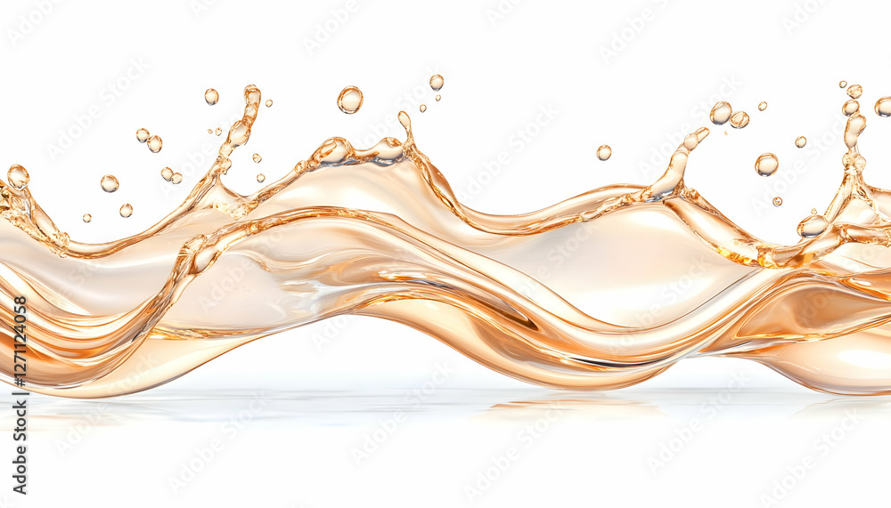 Poster liquid splash forming a wavy pattern. backdrop pristine white. ideal for ads