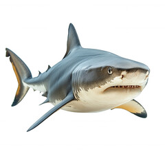 A bull shark with a stout muscular frame isolated on transparent background.PNG
