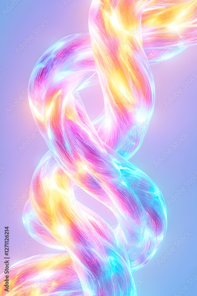 Poster multicolored dna abstract render with soft lighting for medical or science uses