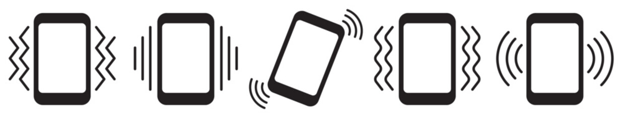 Smartphone Vibrating icon collection. Phone vibration vibrate mode sign. Telephone Icon. Ringtone symbols. Vector illustration