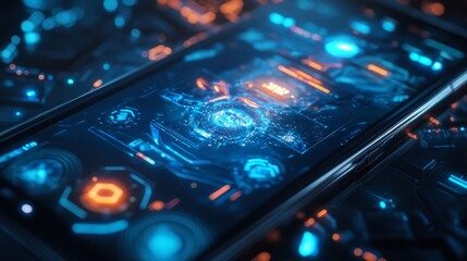Futuristic Smartphone Interface - Glowing Tech Design