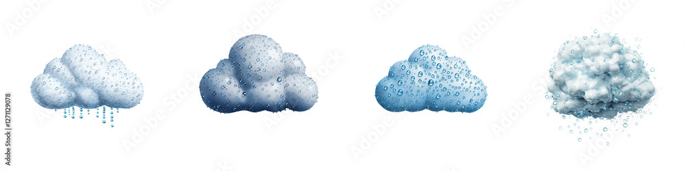 Poster a collection of depicting various cloud formations precipitation types and atmospheric conditions sh