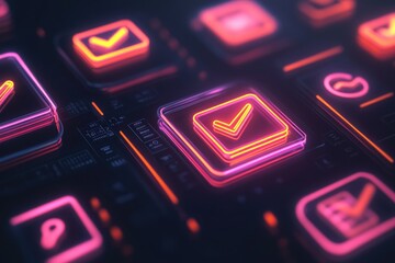 A close-up shot of a cell phone with bright neon lights, perfect for capturing attention or highlighting a technological aspect in your design