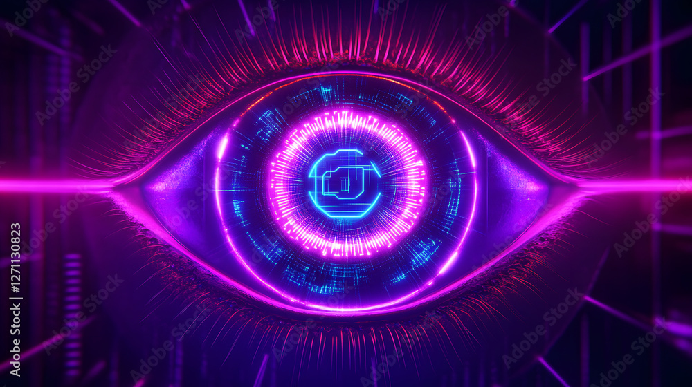 Aufkleber digital futuristic eye concept virtual reality space graphic design high-tech environment close-up v