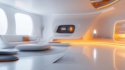 Fototapeta premium Futuristic Living Room with Smart Technology Accents