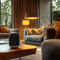 Smart Speaker in Modern Living Room Interior