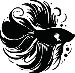 beta fish vector silhouette
