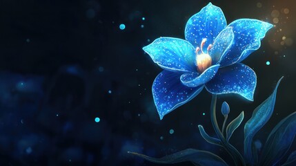 Blue orchid, sparkling, dark background, nature, floral design